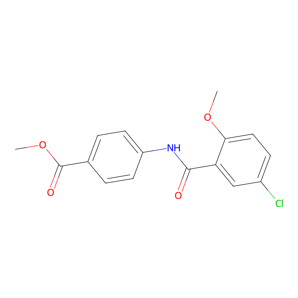 Methyl 4-[(5-chloro-2-methoxybenzoyl)amino]benzoate molecular structure, CAS 349434-33-9