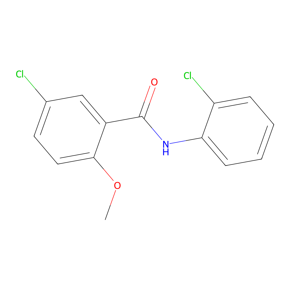 5-chloro-N-(2-chlorophenyl)-2-methoxybenzamide molecular structure, CAS 349434-40-8