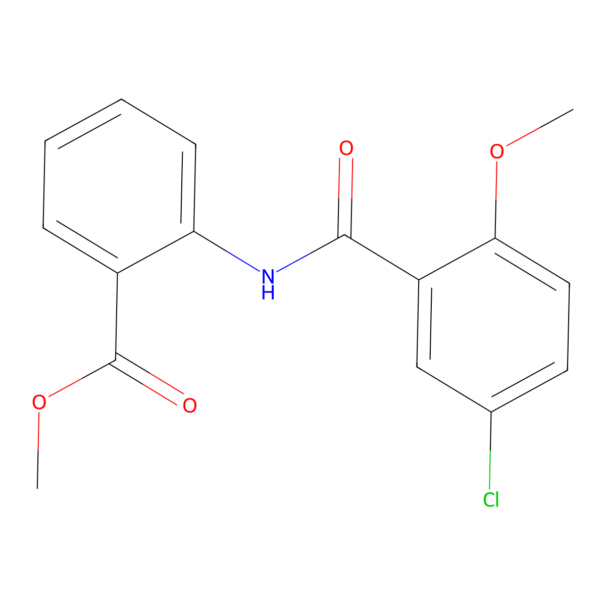 Methyl 2-{[(5-chloro-2-methoxyphenyl)carbonyl]amino}benzoate molecular structure, CAS 349434-58-8