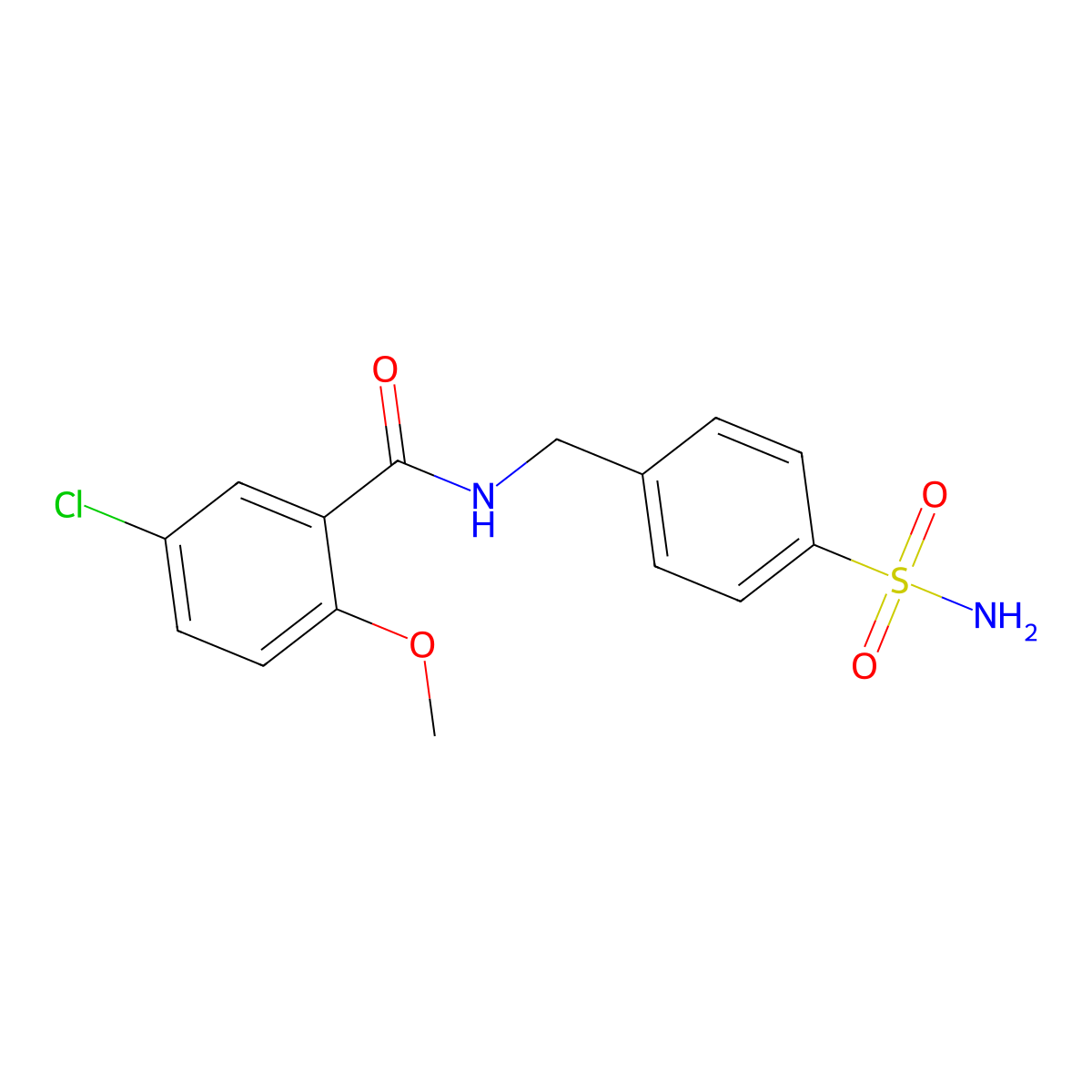 5-chloro-2-methoxy-N-[(4-sulfamoylphenyl)methyl]benzamide molecular structure, CAS 349434-84-0