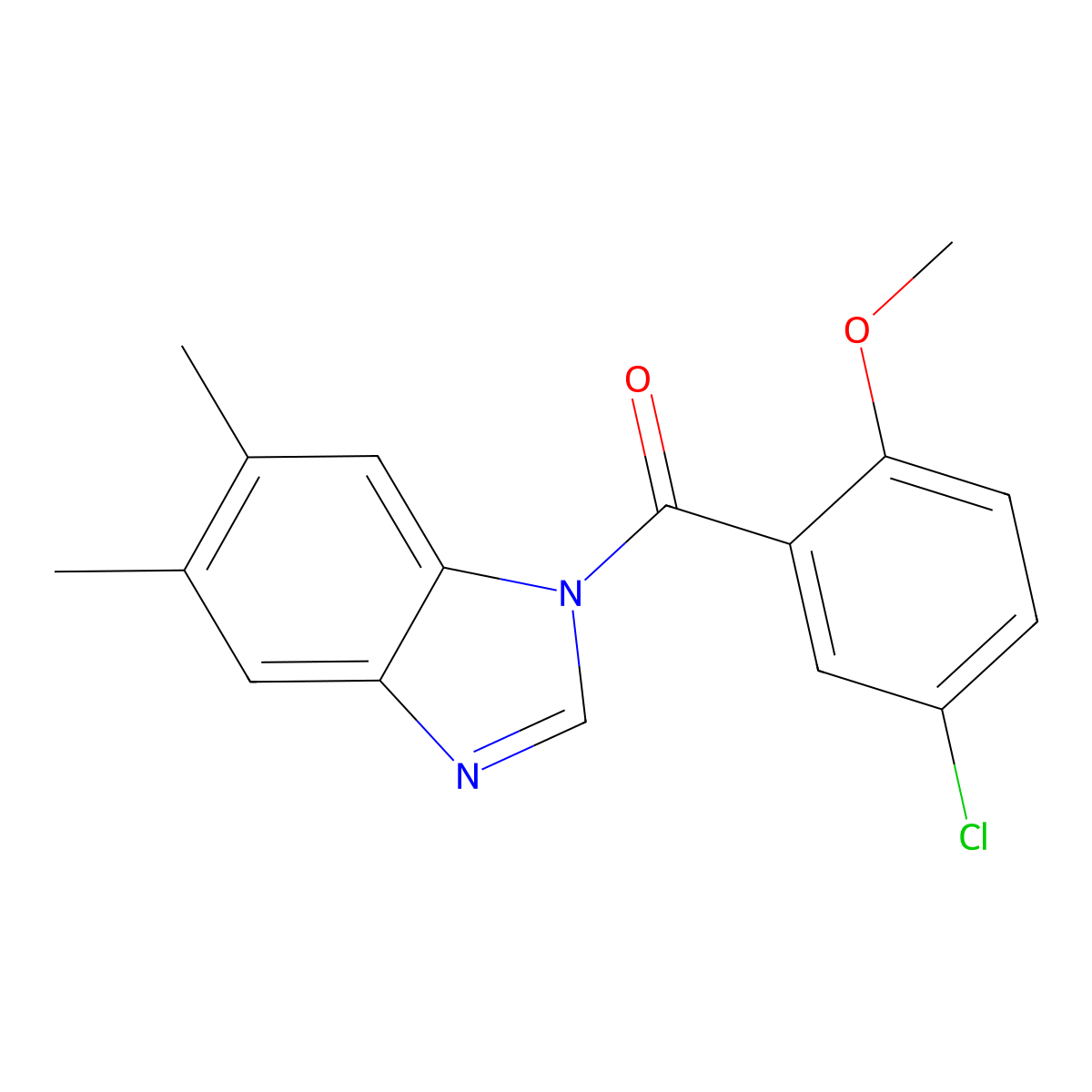 (5-Chloro-2-methoxyphenyl)-(5,6-dimethylbenzimidazol-1-yl)methanone molecular structure, CAS 349434-87-3