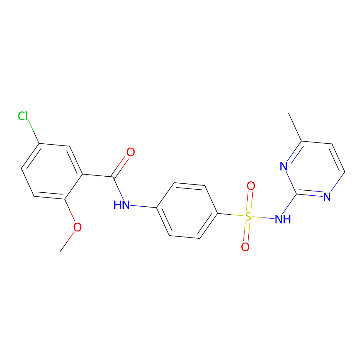 5-chloro-2-methoxy-N-{4-[(4-methylpyrimidin-2-yl)sulfamoyl]phenyl}benzamide molecular structure, CAS 349434-92-0
