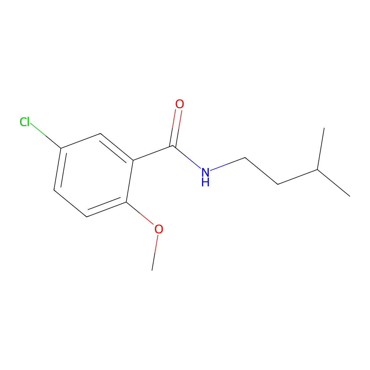 5-chloro-2-methoxy-N-(3-methylbutyl)benzamide molecular structure, CAS 349434-93-1