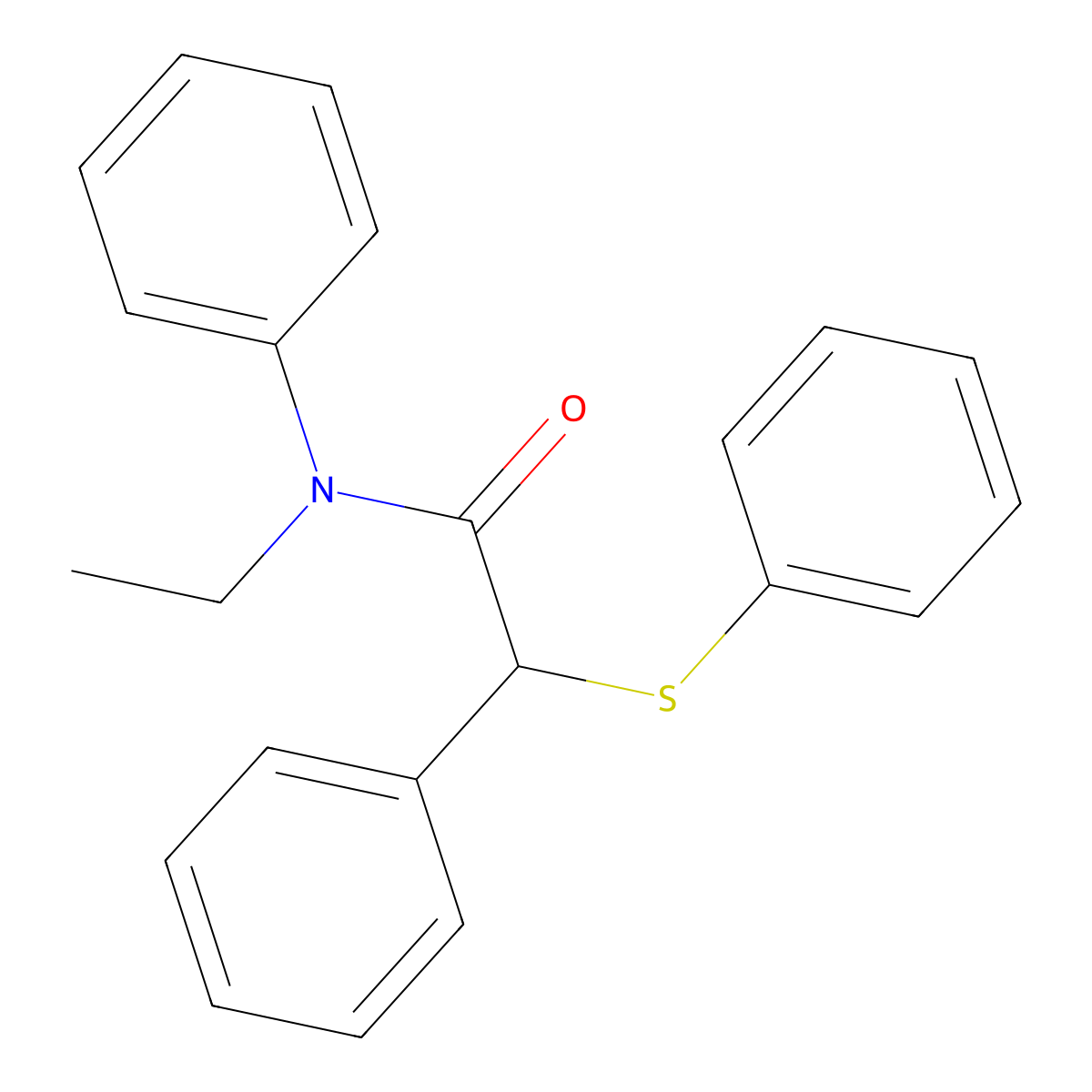 N-ethyl-N,2-diphenyl-2-(phenylsulfanyl)acetamide molecular structure, CAS 349434-95-3