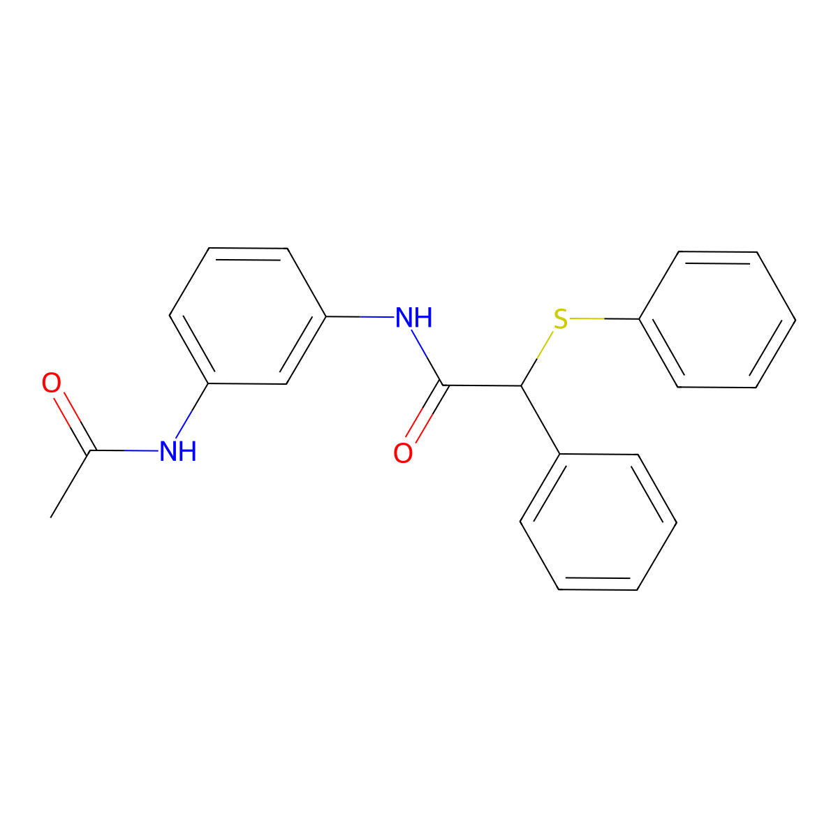 N-(3-acetamidophenyl)-2-phenyl-2-phenylsulfanylacetamide molecular structure, CAS 349435-05-8