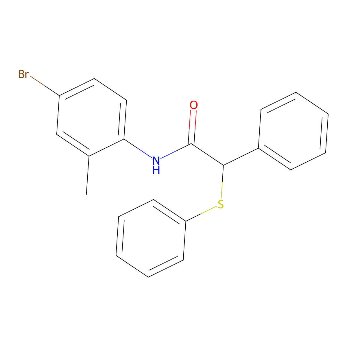 N-(4-bromo-2-methylphenyl)-2-phenyl-2-(phenylsulfanyl)acetamide molecular structure, CAS 349435-07-0