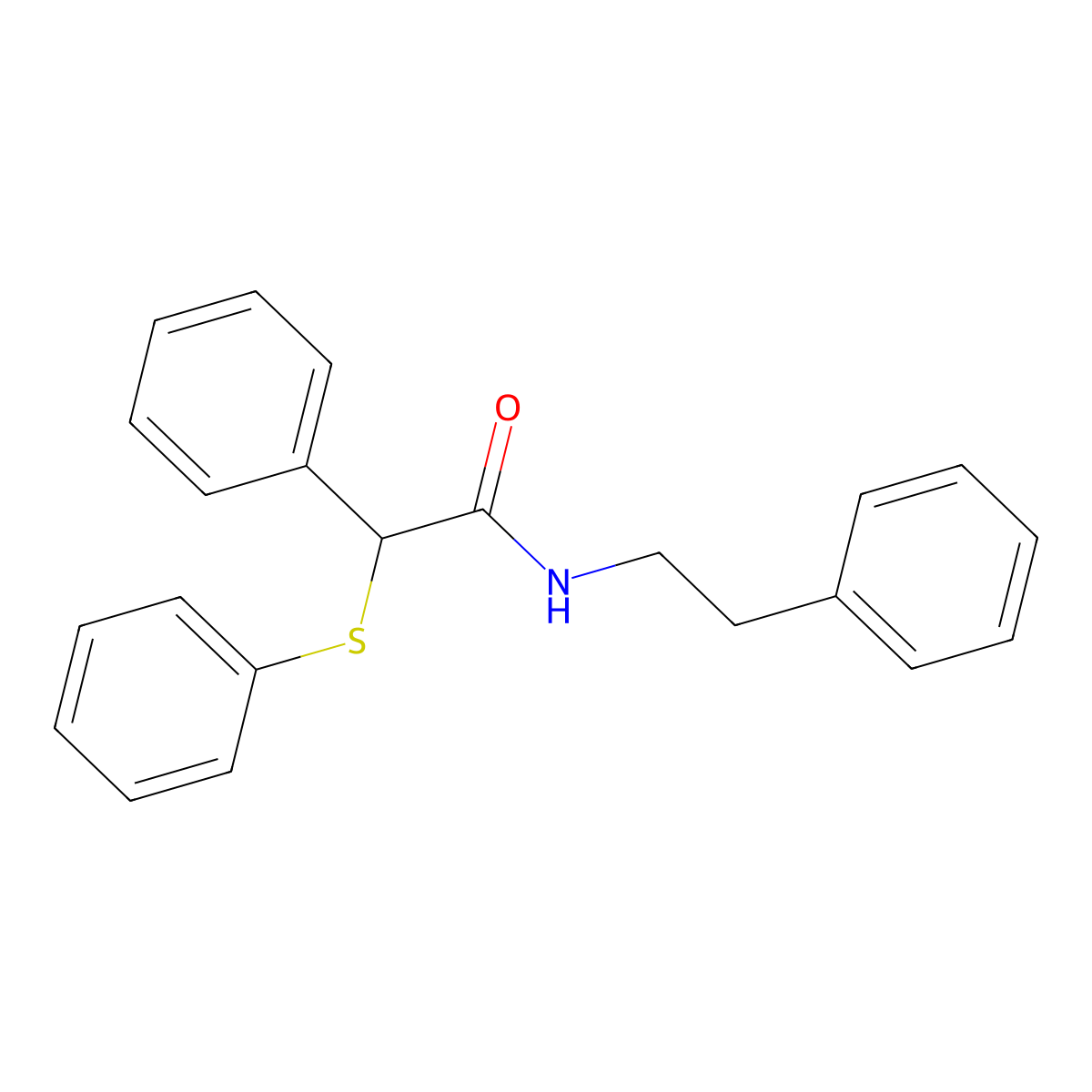 2-phenyl-N-(2-phenylethyl)-2-(phenylsulfanyl)acetamide molecular structure, CAS 349435-11-6