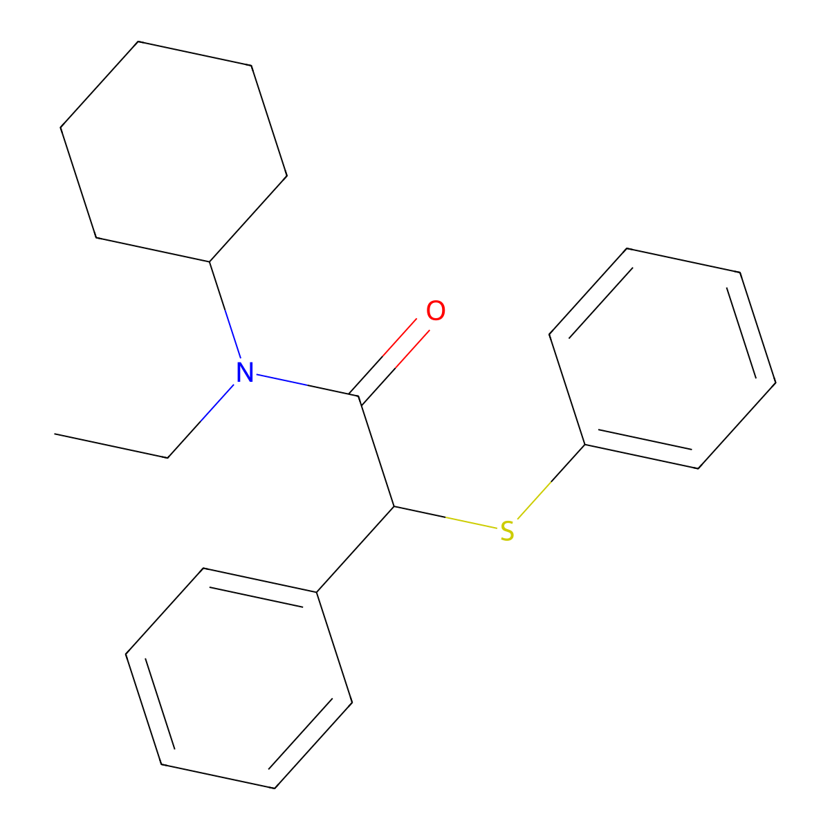 N-cyclohexyl-N-ethyl-2-phenyl-2-(phenylsulfanyl)acetamide molecular structure, CAS 349435-14-9