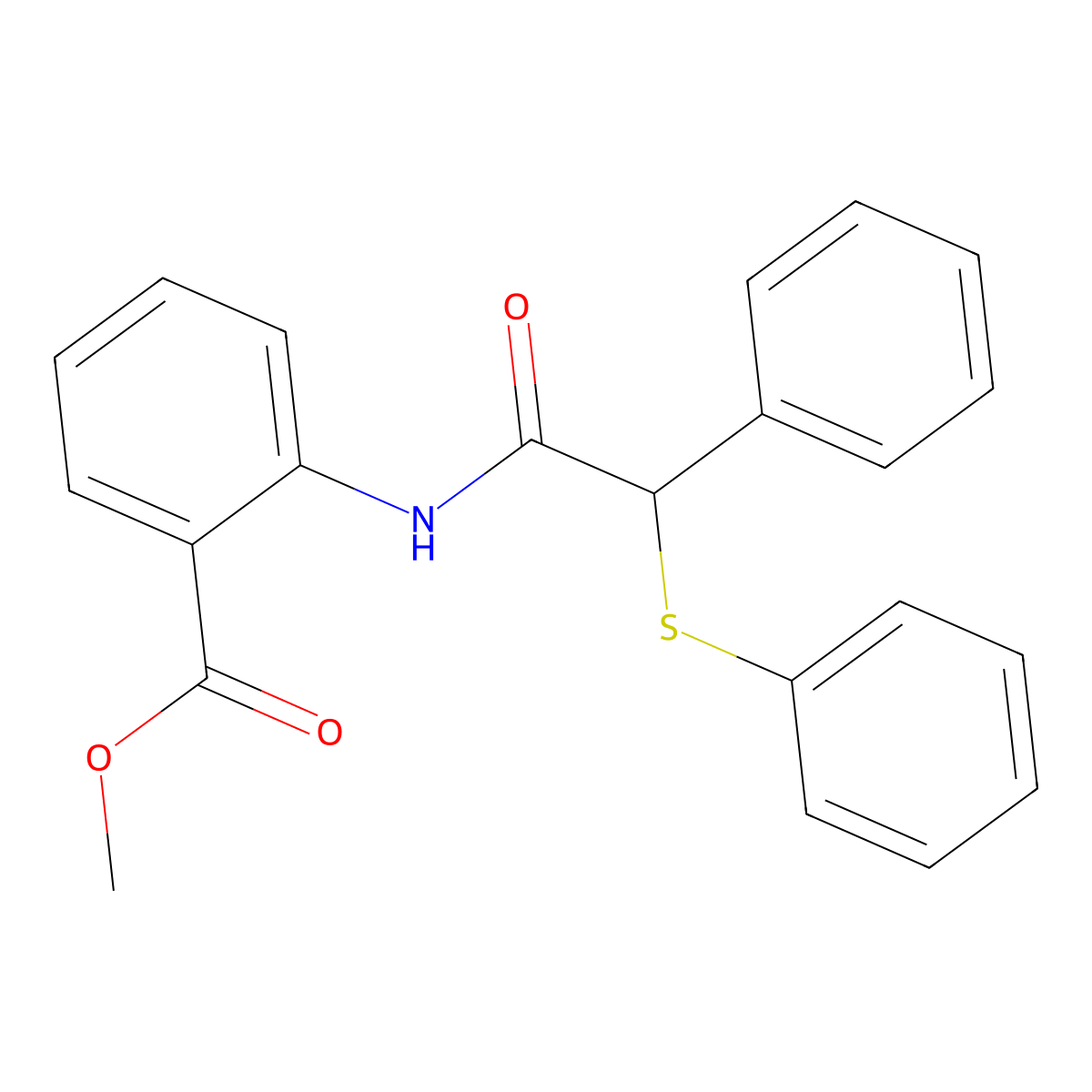 Methyl 2-{[phenyl(phenylsulfanyl)acetyl]amino}benzoate molecular structure, CAS 349435-20-7