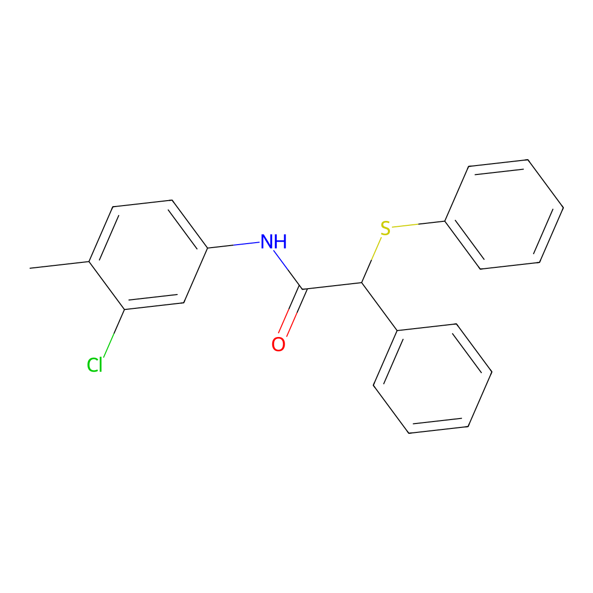 N-(3-chloro-4-methylphenyl)-2-phenyl-2-phenylsulfanylacetamide molecular structure, CAS 349435-26-3