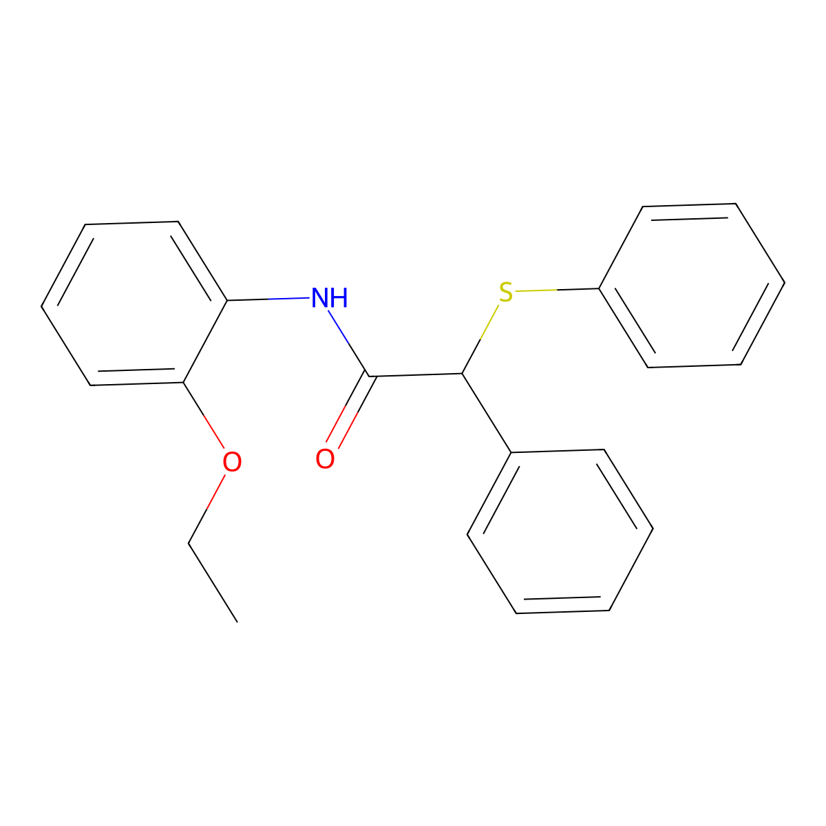 N-(2-ethoxyphenyl)-2-phenyl-2-phenylsulfanylacetamide molecular structure, CAS 349435-27-4