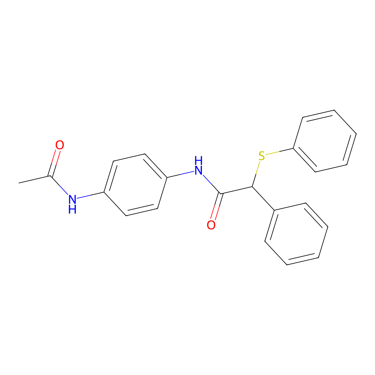 N-(4-acetamidophenyl)-2-phenyl-2-phenylsulfanylacetamide molecular structure, CAS 349435-34-3