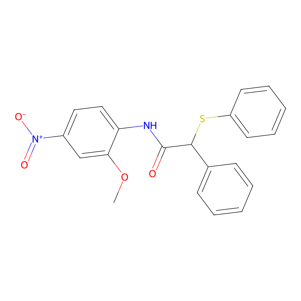 N-(2-methoxy-4-nitrophenyl)-2-phenyl-2-(phenylsulfanyl)acetamide molecular structure, CAS 349435-38-7