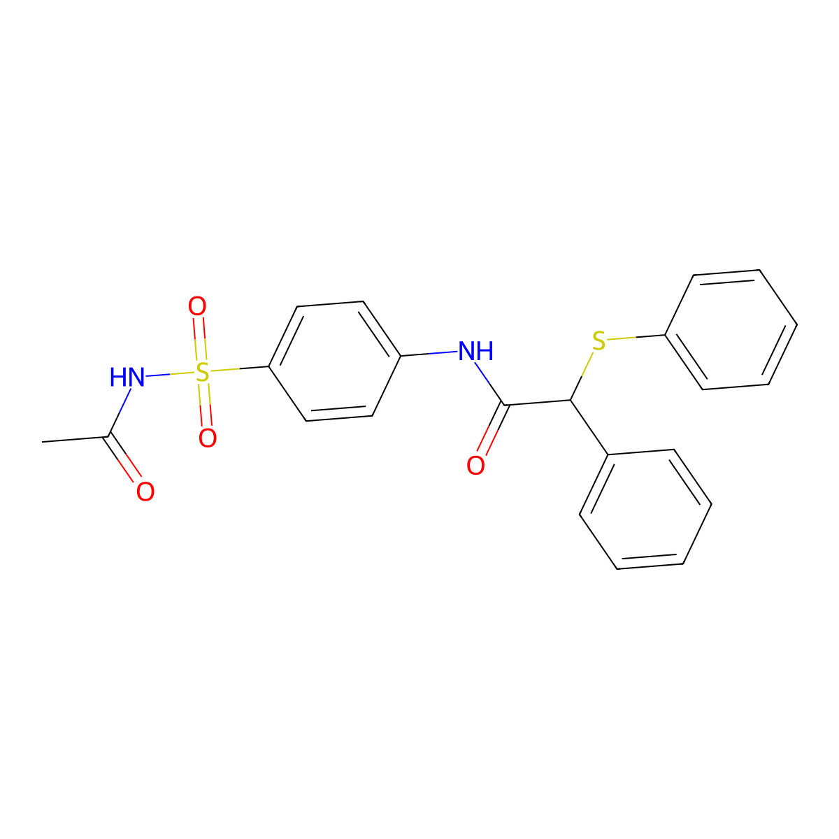 N-{4-[(acetylamino)sulfonyl]phenyl}-2-phenyl-2-(phenylthio)acetamide molecular structure, CAS 349435-50-3