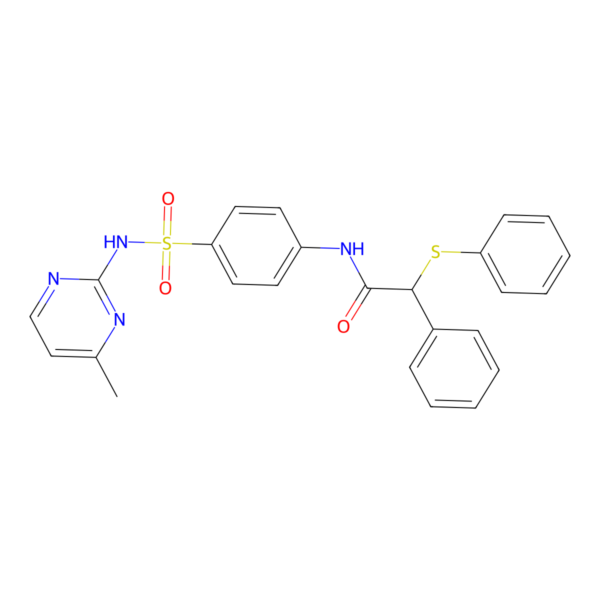 N-{4-[(4-methylpyrimidin-2-yl)sulfamoyl]phenyl}-2-phenyl-2-(phenylsulfanyl)acetamide molecular structure, CAS 349435-51-4