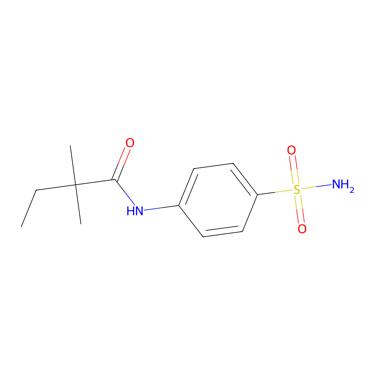 2,2-dimethyl-N-(4-sulfamoylphenyl)butanamide molecular structure, CAS 349438-08-0
