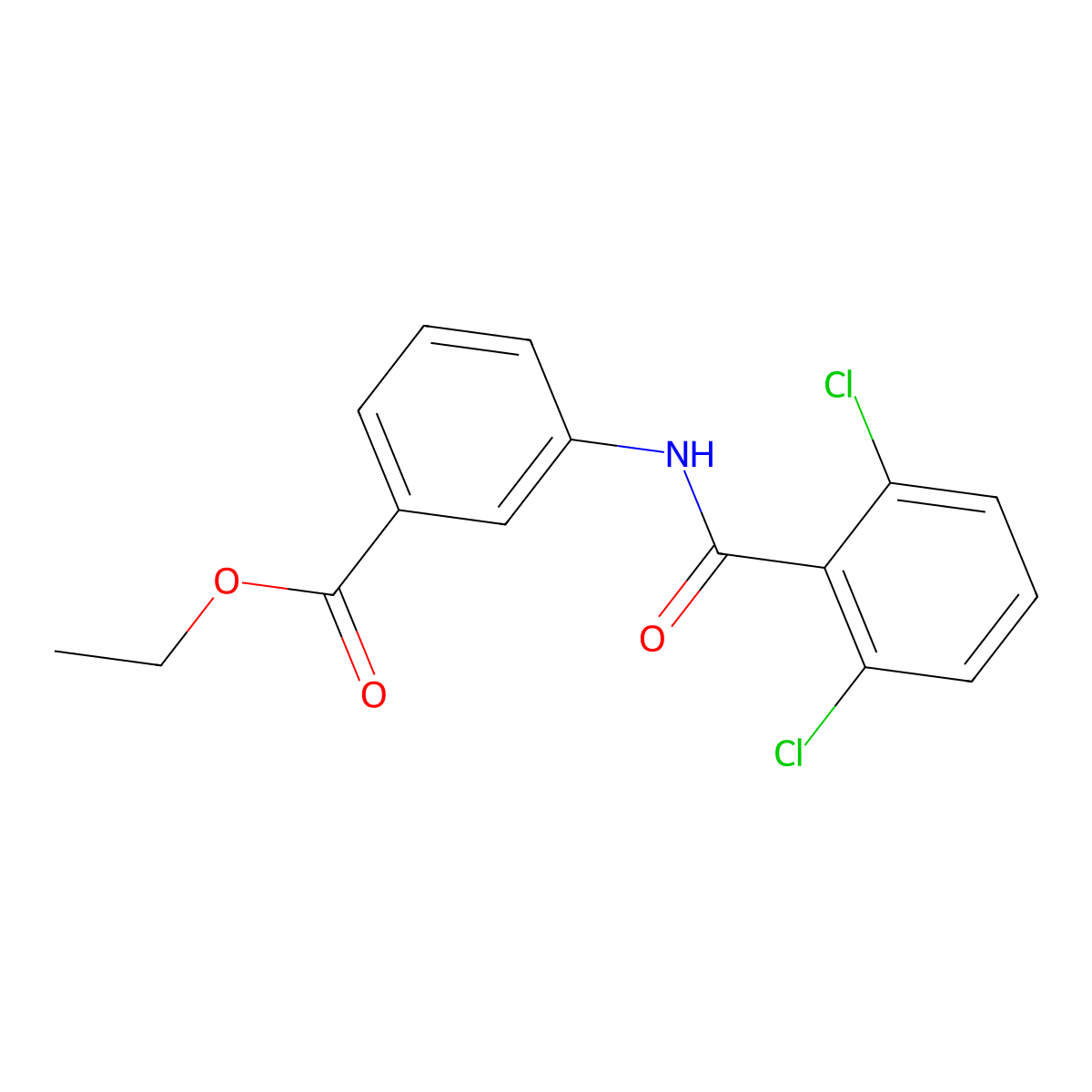 Ethyl 3-{[(2,6-dichlorophenyl)carbonyl]amino}benzoate molecular structure, CAS 349438-26-2