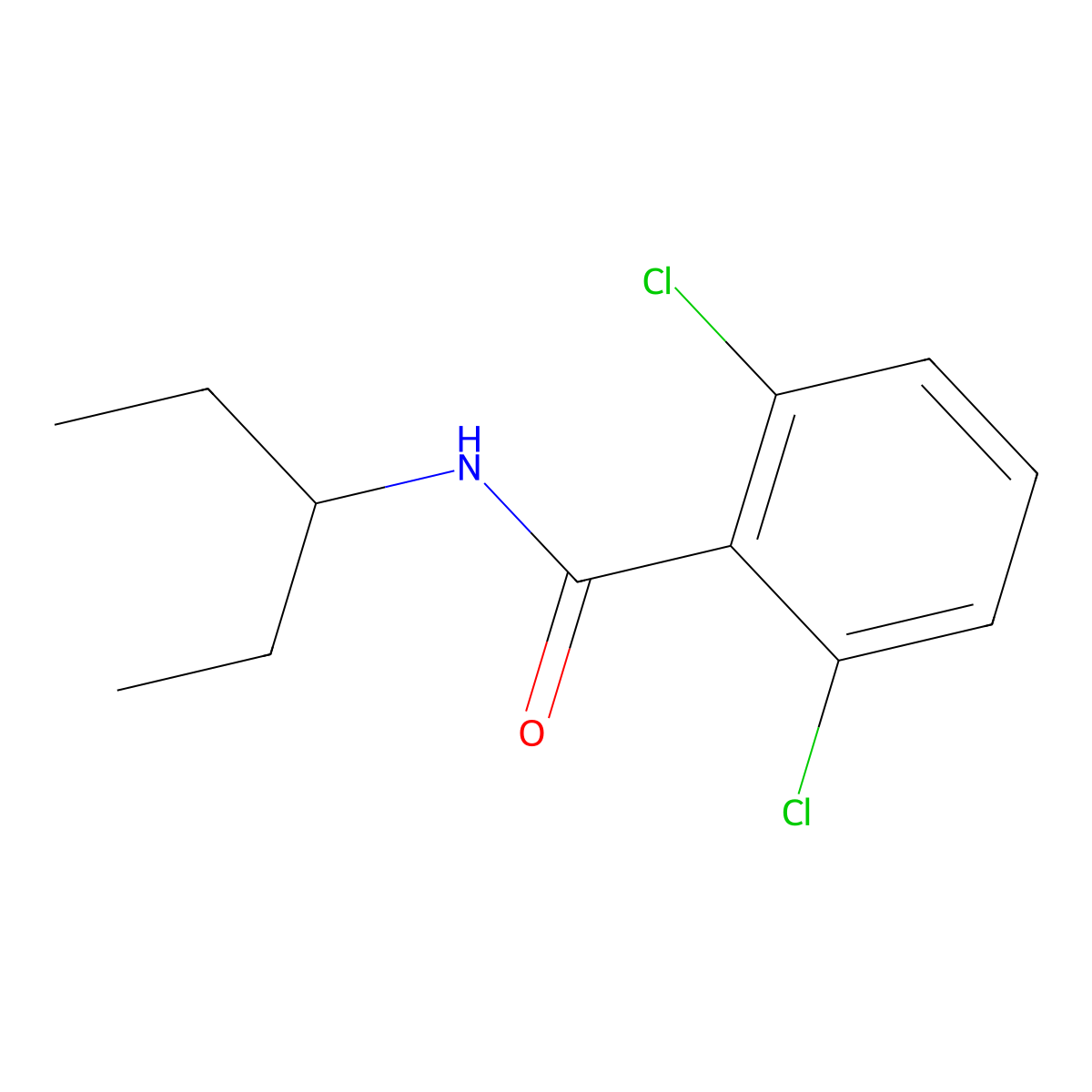 2,6-Dichloro-N-(1-ethylpropyl)benzamide molecular structure, CAS 349438-35-3