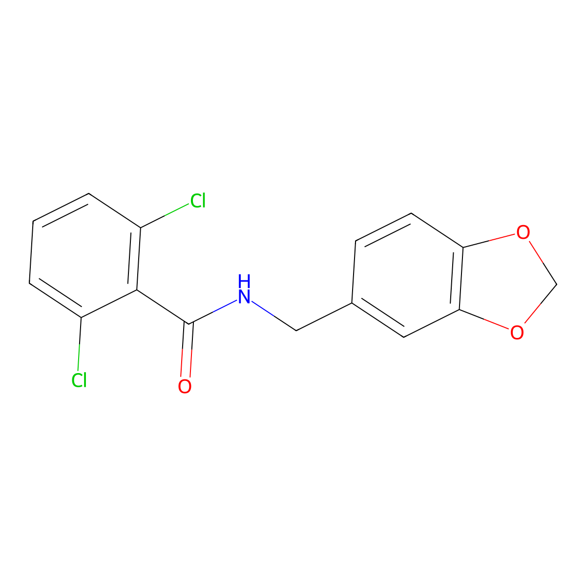 N-(1,3-benzodioxol-5-ylmethyl)-2,6-dichlorobenzamide molecular structure, CAS 349438-38-6