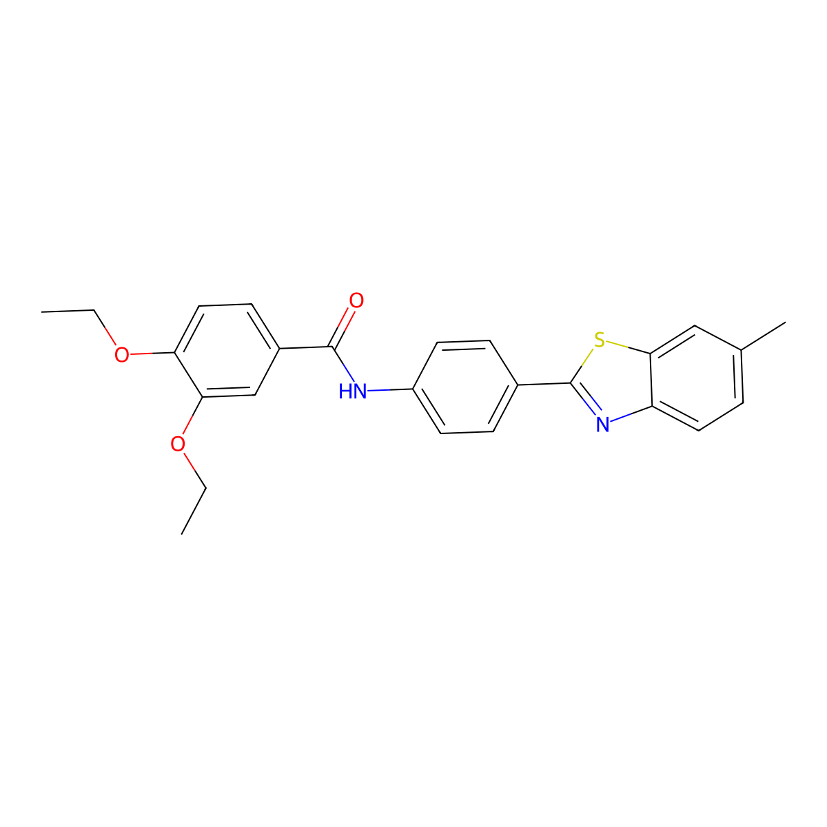 3,4-diethoxy-N-[4-(6-methyl-1,3-benzothiazol-2-yl)phenyl]benzamide molecular structure, CAS 349438-65-9