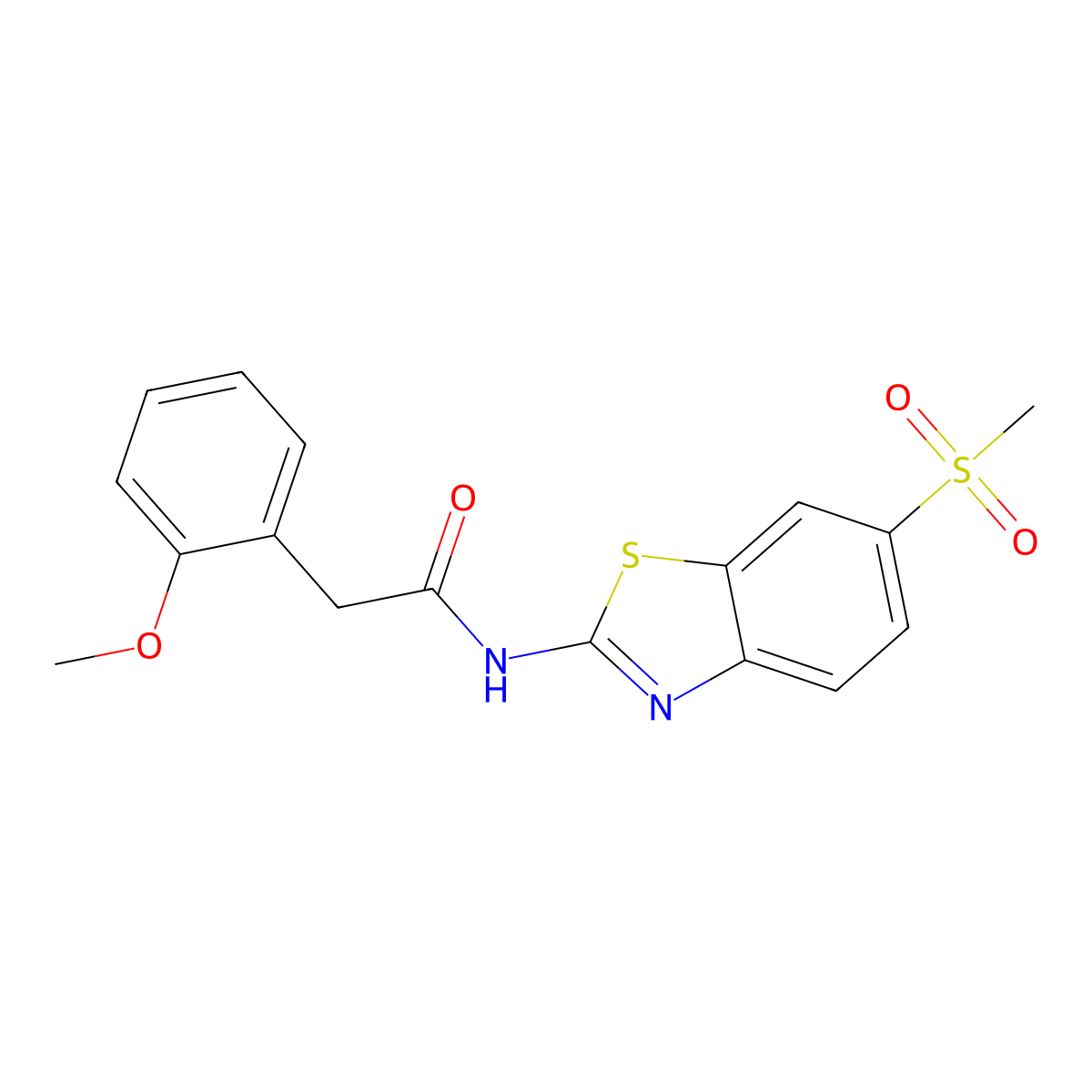 2-(2-methoxyphenyl)-N-[6-(methylsulfonyl)-1,3-benzothiazol-2-yl]acetamide molecular structure, CAS 349438-85-3