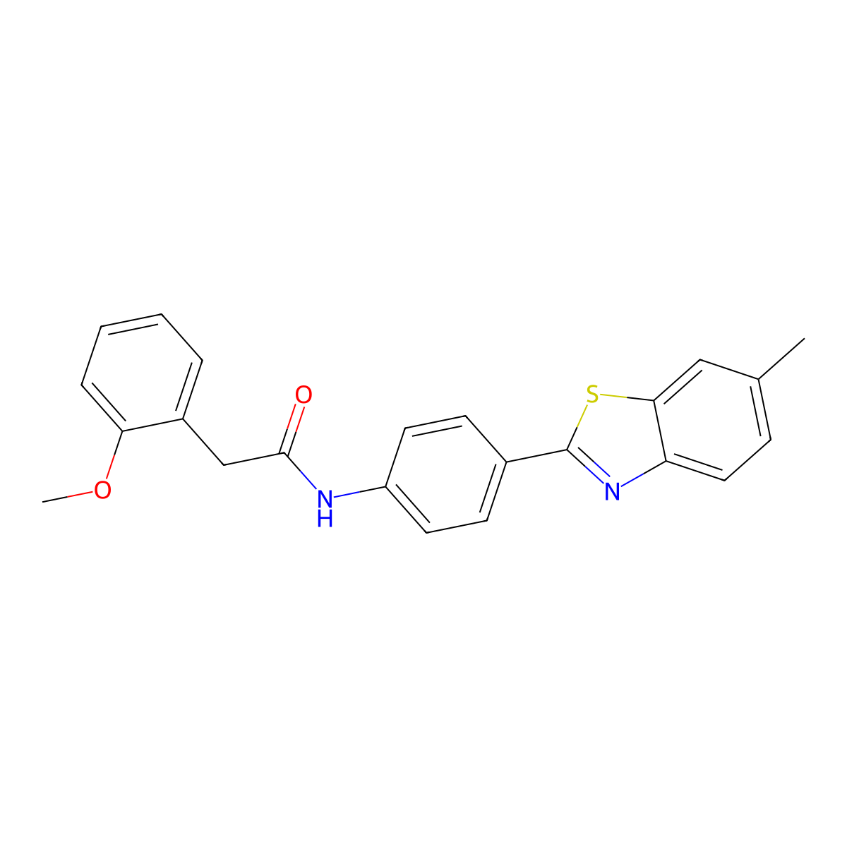 2-(2-methoxyphenyl)-N-[4-(6-methyl-1,3-benzothiazol-2-yl)phenyl]acetamide molecular structure, CAS 349438-88-6