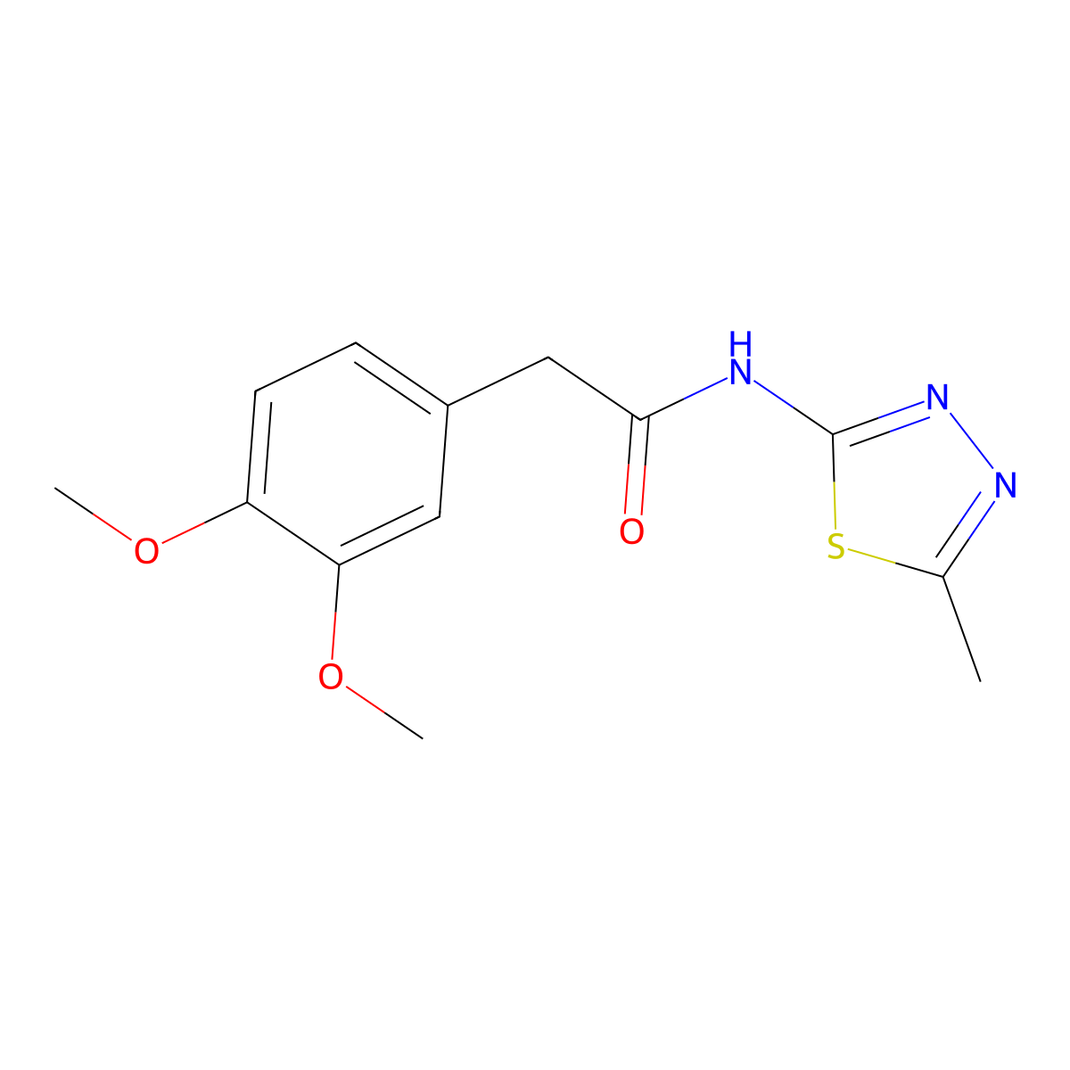 2-(3,4-dimethoxyphenyl)-N-(5-methyl-1,3,4-thiadiazol-2-yl)acetamide molecular structure, CAS 349438-92-2