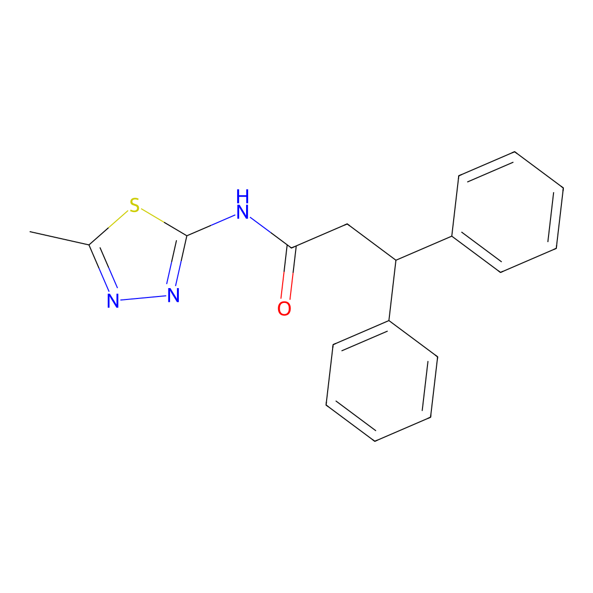 N-(5-methyl-1,3,4-thiadiazol-2-yl)-3,3-diphenylpropanamide molecular structure, CAS 349439-35-6