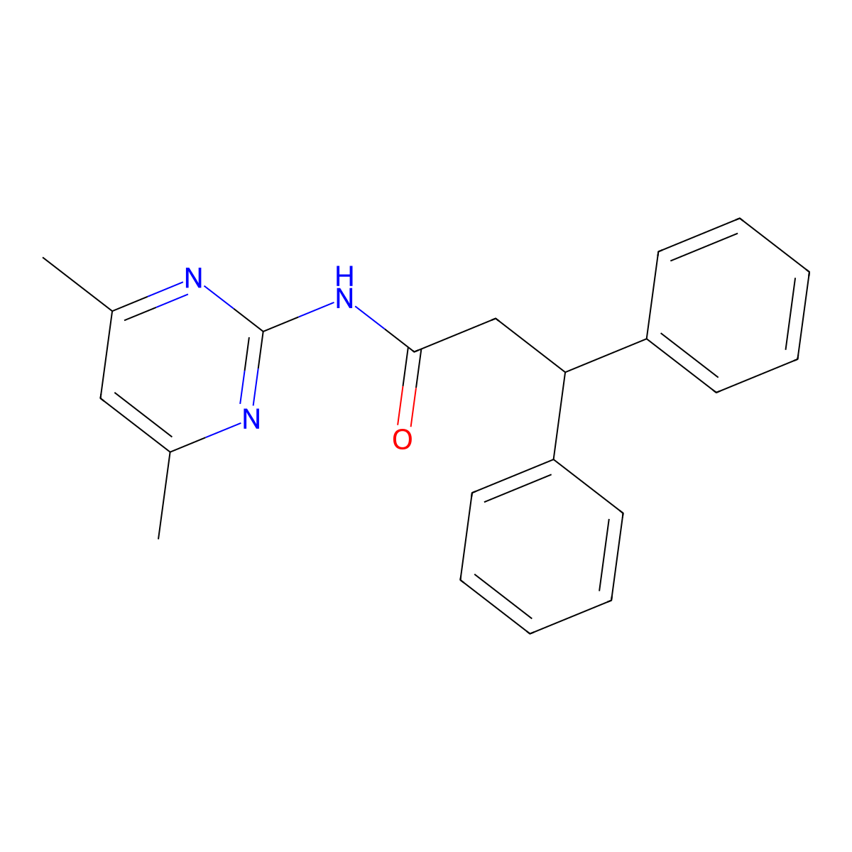 N-(4,6-dimethylpyrimidin-2-yl)-3,3-diphenylpropanamide molecular structure, CAS 349439-38-9