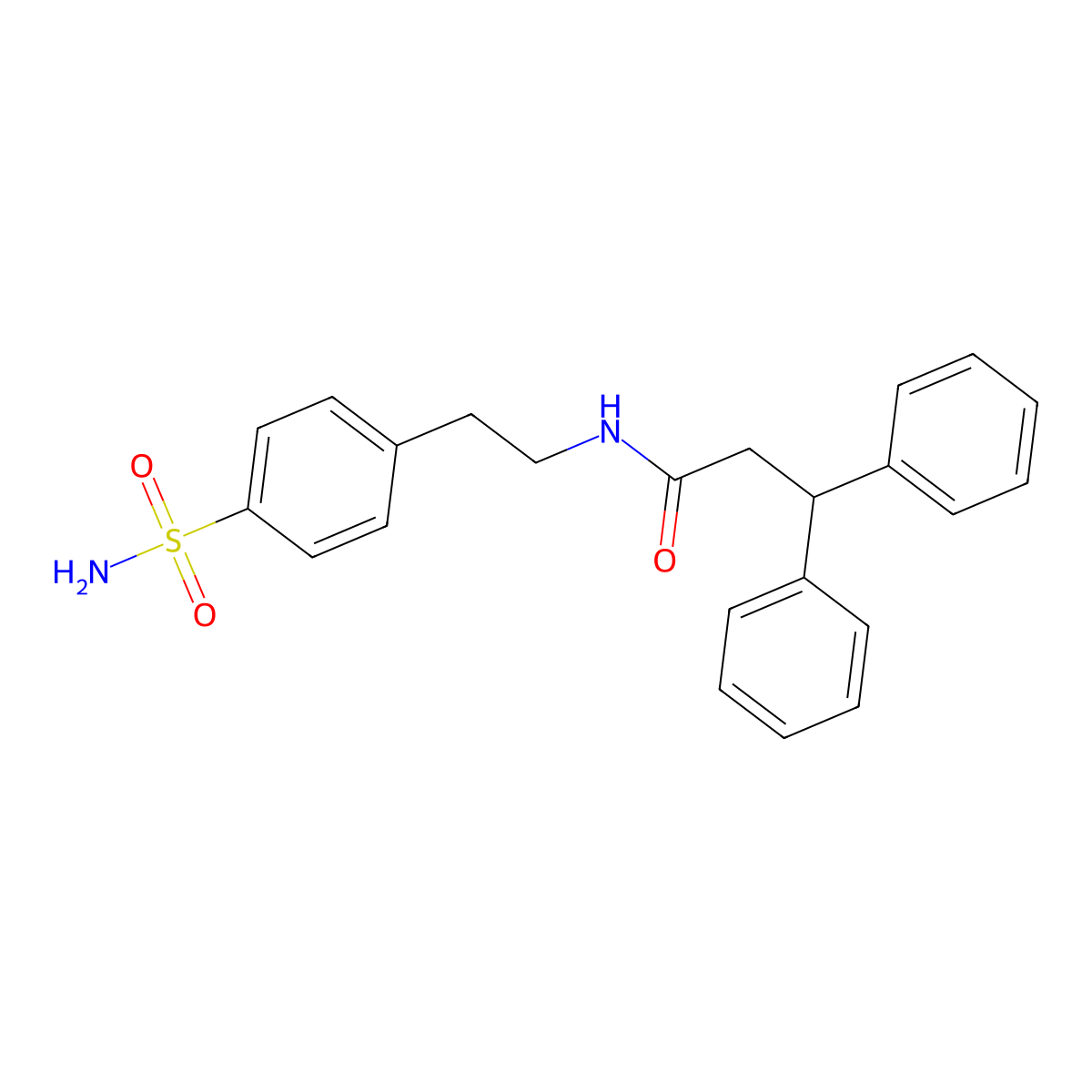 3,3-diphenyl-N-[2-(4-sulfamoylphenyl)ethyl]propanamide molecular structure, CAS 349439-39-0