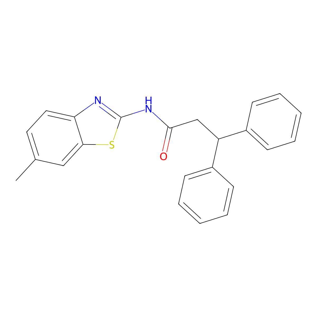 N-(6-methyl-1,3-benzothiazol-2-yl)-3,3-diphenylpropanamide molecular structure, CAS 349439-43-6