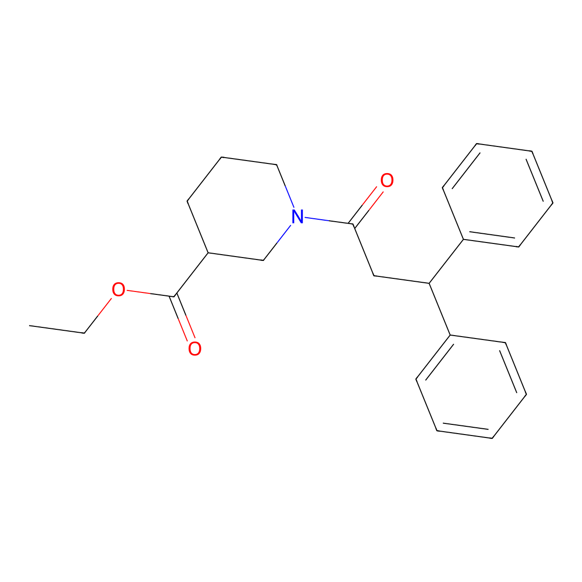 Ethyl 1-(3,3-diphenylpropanoyl)piperidine-3-carboxylate molecular structure, CAS 349439-46-9