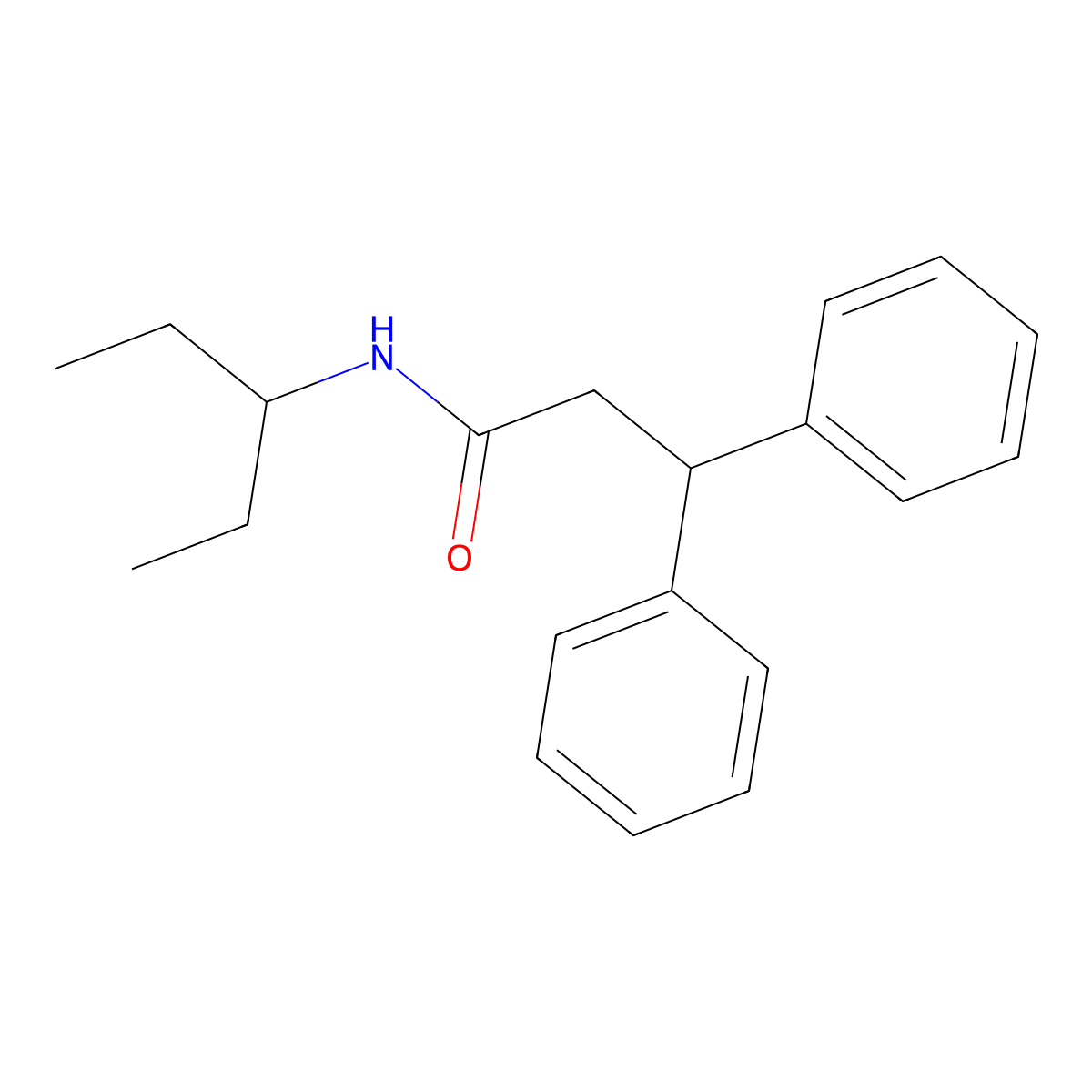 N-pentan-3-yl-3,3-diphenylpropanamide molecular structure, CAS 349439-47-0