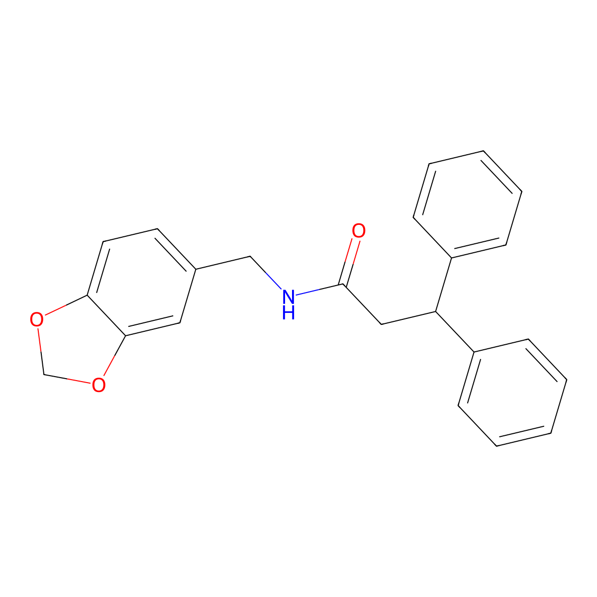 N-(1,3-benzodioxol-5-ylmethyl)-3,3-diphenylpropanamide molecular structure, CAS 349439-50-5