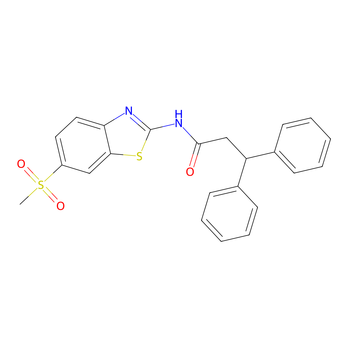 N-(6-methylsulfonyl-1,3-benzothiazol-2-yl)-3,3-diphenylpropanamide molecular structure, CAS 349439-51-6