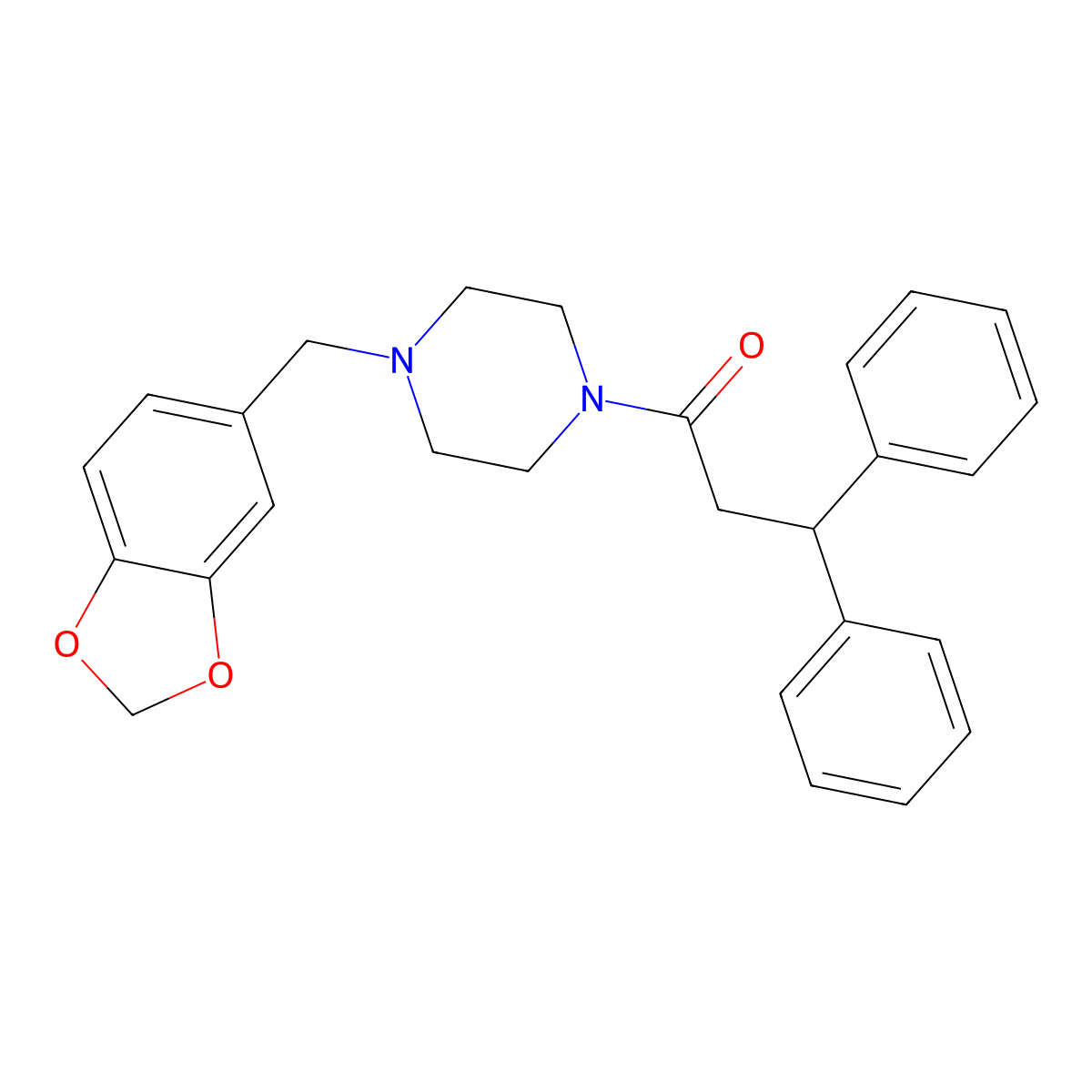 1-[4-(1,3-Benzodioxol-5-ylmethyl)piperazin-1-yl]-3,3-diphenylpropan-1-one molecular structure, CAS 349439-53-8