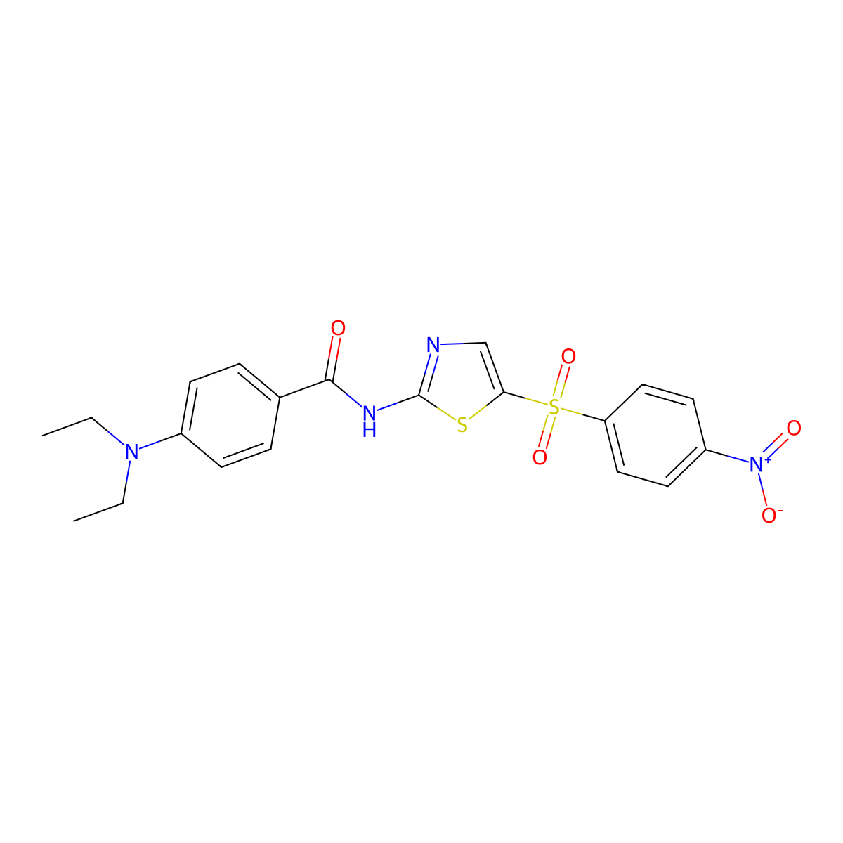 4-(diethylamino)-N-(5-((4-nitrophenyl)sulfonyl)thiazol-2-yl)benzamide molecular structure, CAS 349439-75-4
