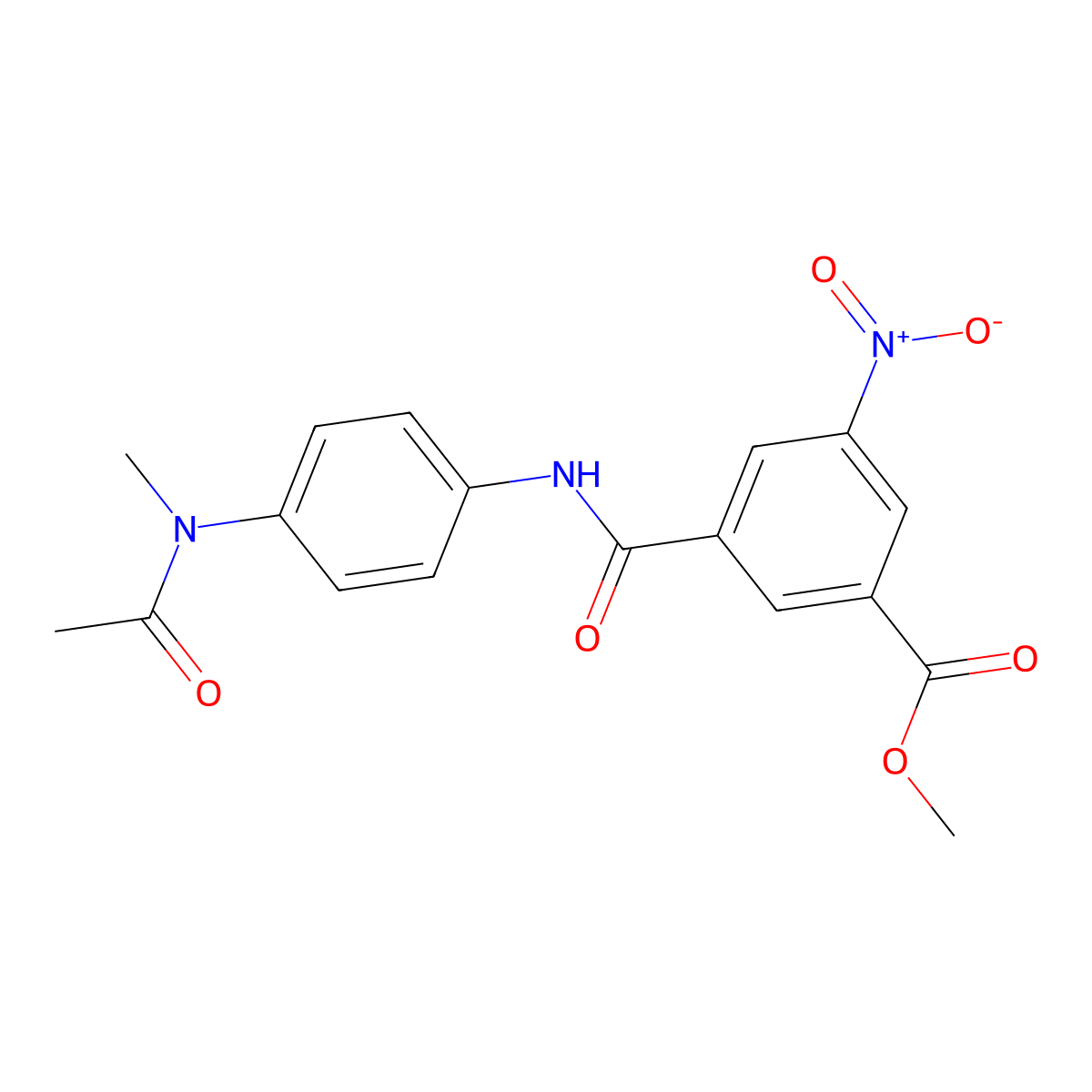 Methyl 3-({4-[acetyl(methyl)amino]phenyl}carbamoyl)-5-nitrobenzoate molecular structure, CAS 349439-88-9