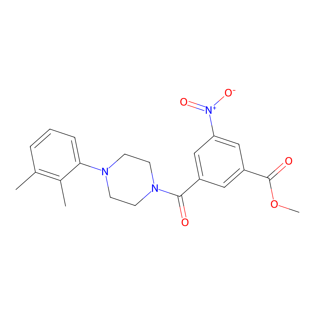 Methyl 3-{[4-(2,3-dimethylphenyl)piperazinyl]carbonyl}-5-nitrobenzoate molecular structure, CAS 349440-02-4