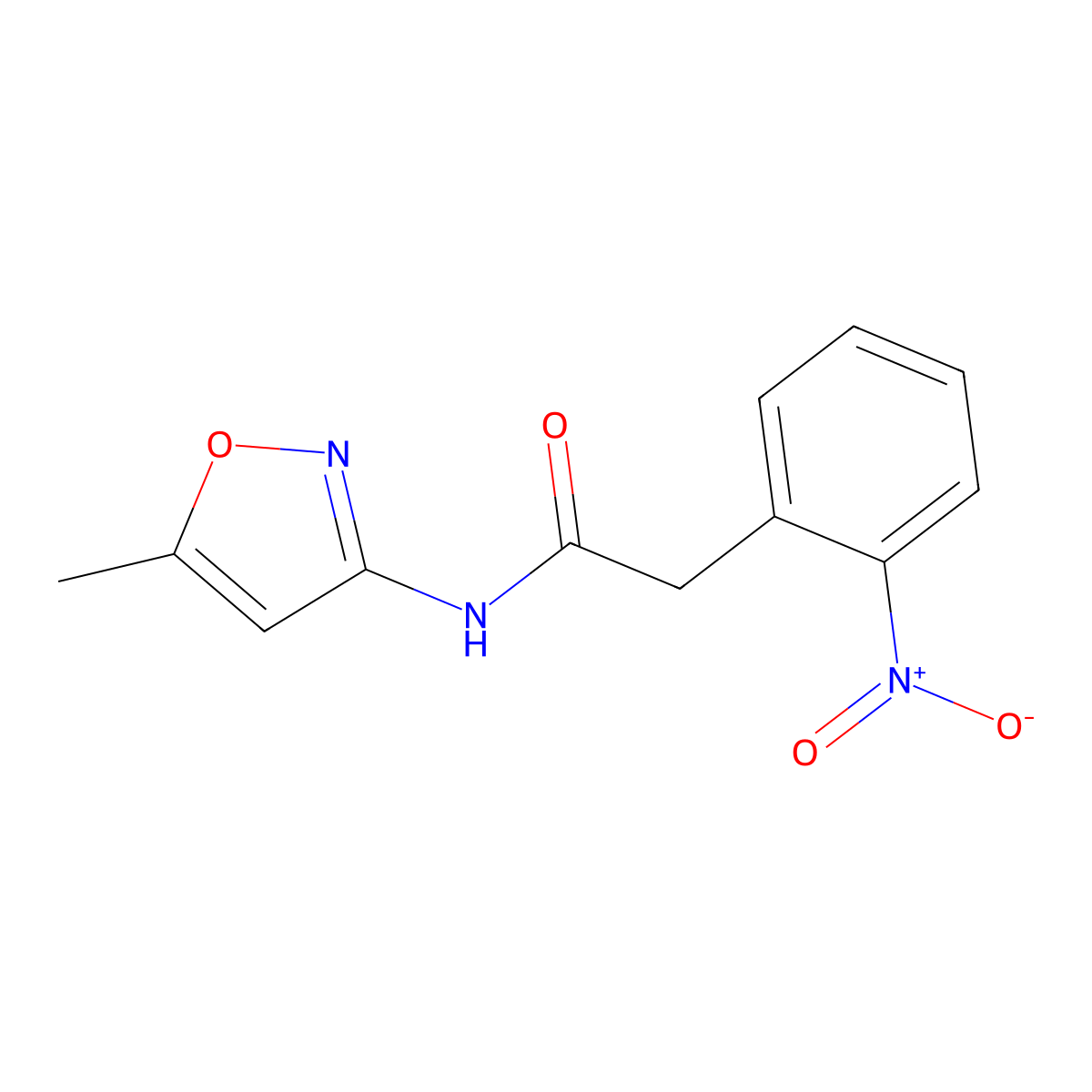 N-(5-methyl-1,2-oxazol-3-yl)-2-(2-nitrophenyl)acetamide molecular structure, CAS 349440-13-7