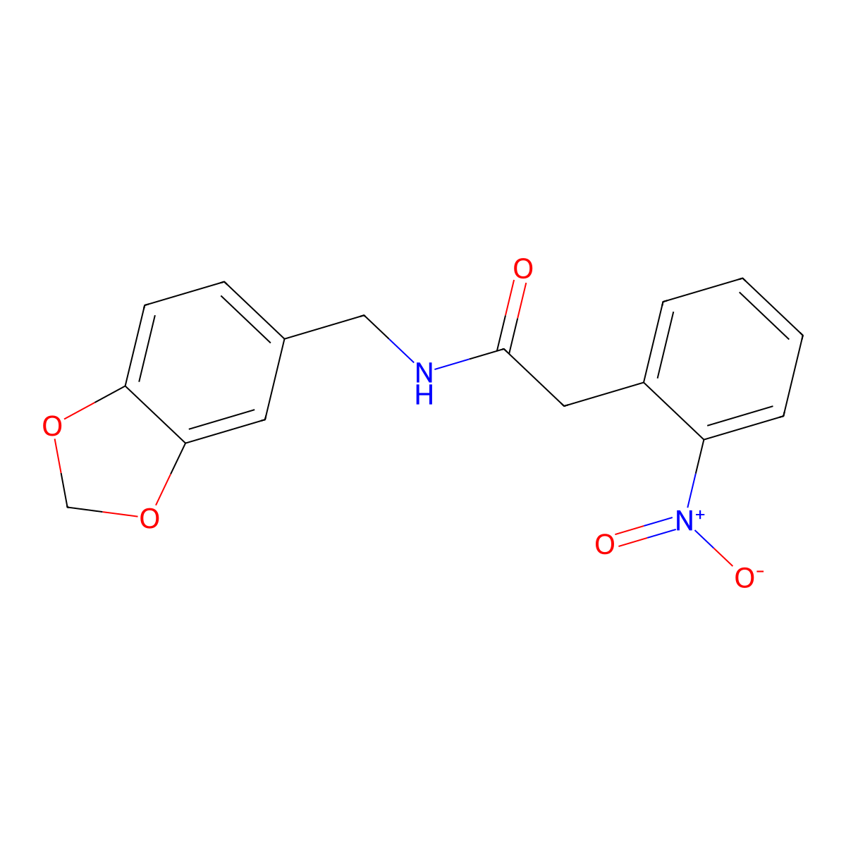 N-(1,3-benzodioxol-5-ylmethyl)-2-(2-nitrophenyl)acetamide molecular structure, CAS 349440-19-3