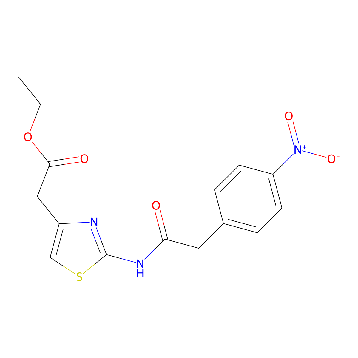 Ethyl (2-{[(4-nitrophenyl)acetyl]amino}-1,3-thiazol-4-yl)acetate molecular structure, CAS 349440-33-1