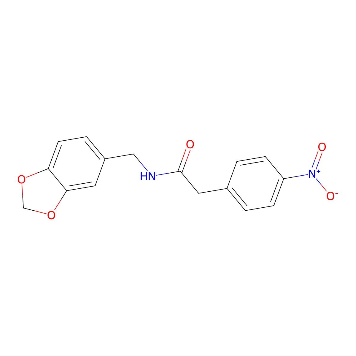 N-(1,3-benzodioxol-5-ylmethyl)-2-(4-nitrophenyl)acetamide molecular structure, CAS 349440-38-6
