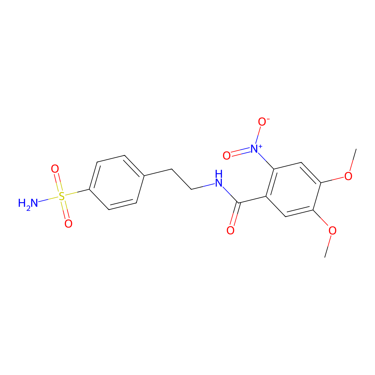 4,5-dimethoxy-2-nitro-N-[2-(4-sulfamoylphenyl)ethyl]benzamide molecular structure, CAS 349440-49-9