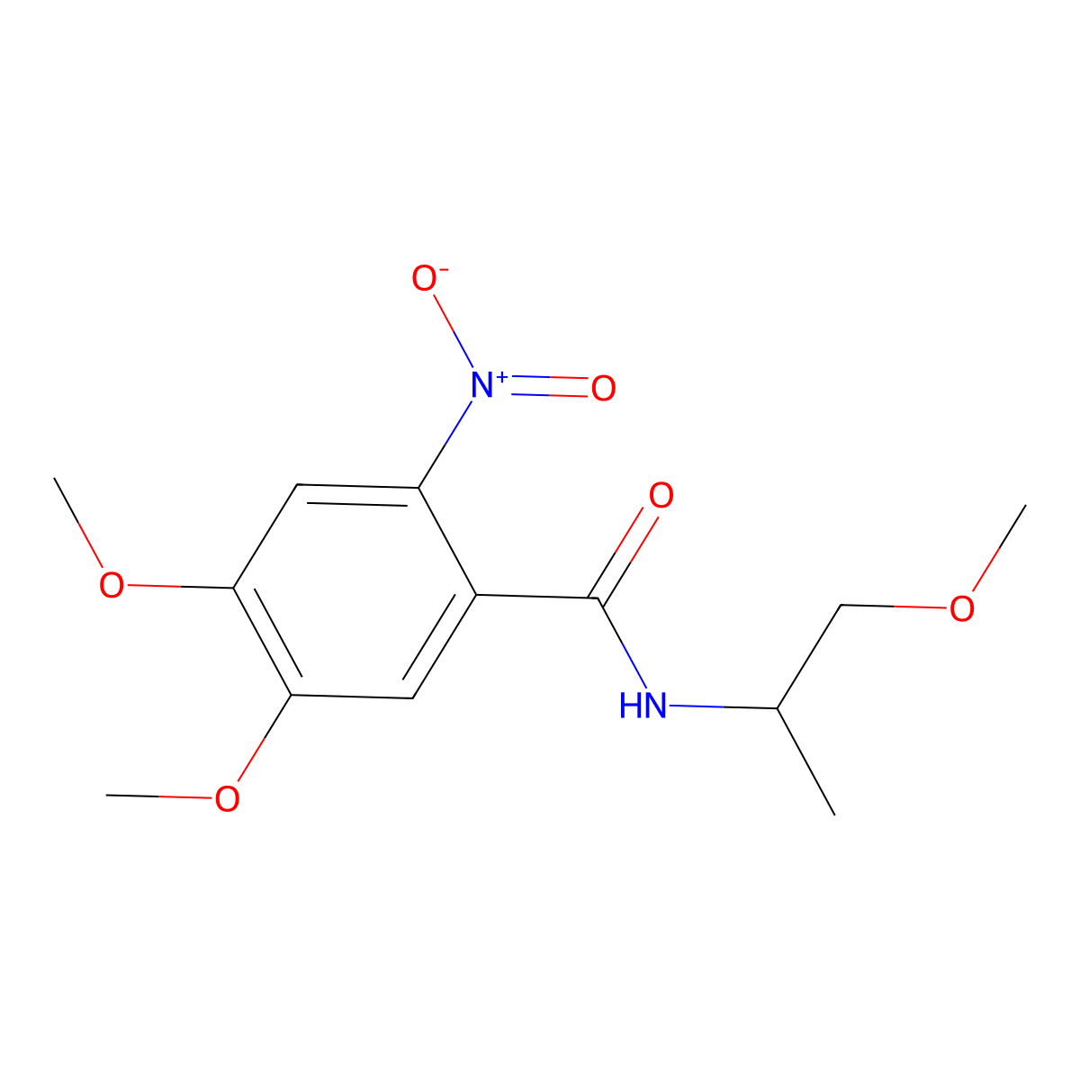 4,5-dimethoxy-N-(1-methoxypropan-2-yl)-2-nitrobenzamide molecular structure, CAS 349440-51-3