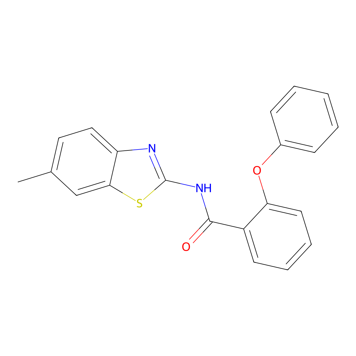 N-(6-methyl-1,3-benzothiazol-2-yl)-2-phenoxybenzamide molecular structure, CAS 349440-75-1