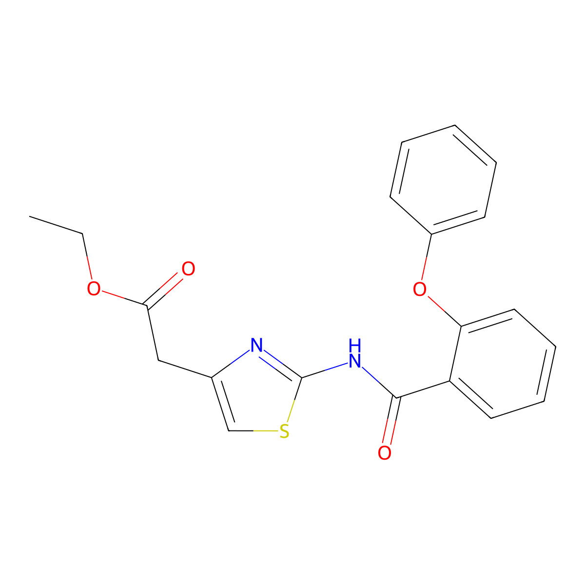 Ethyl (2-{[(2-phenoxyphenyl)carbonyl]amino}-1,3-thiazol-4-yl)acetate molecular structure, CAS 349440-77-3