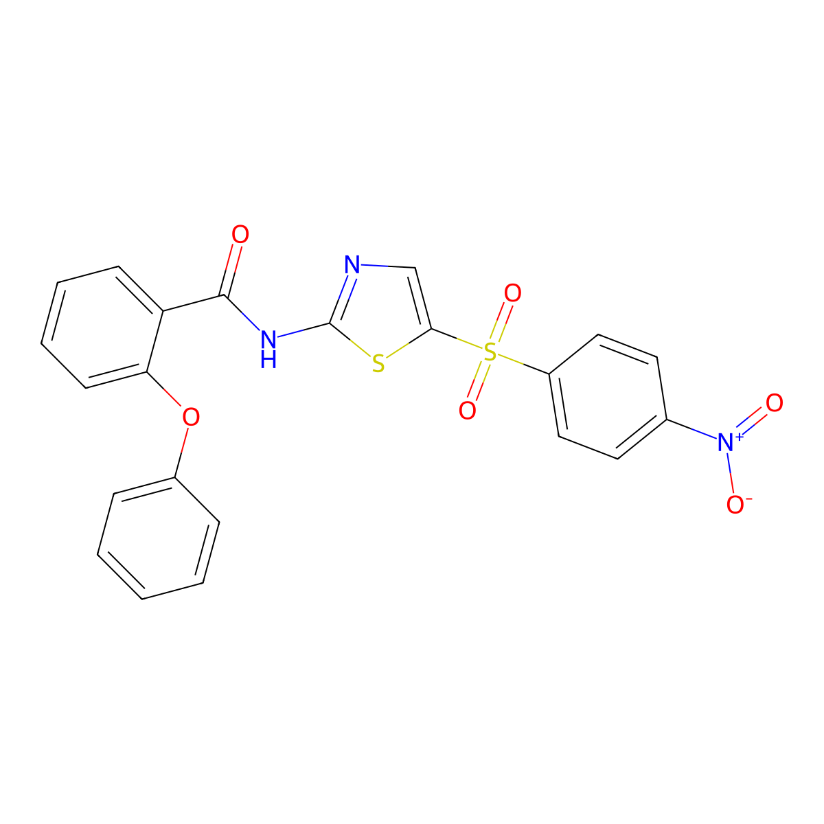 N-(5-((4-nitrophenyl)sulfonyl)thiazol-2-yl)-2-phenoxybenzamide molecular structure, CAS 349440-82-0