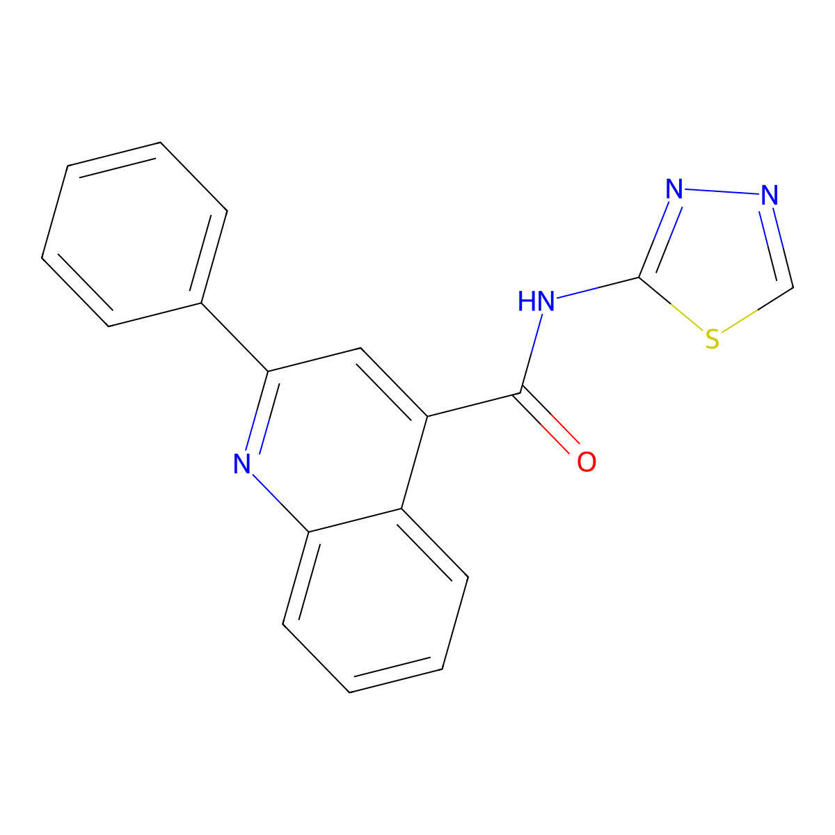 2-phenyl-N-(1,3,4-thiadiazol-2-yl)quinoline-4-carboxamide molecular structure, CAS 349440-89-7