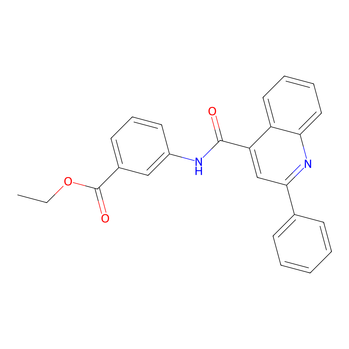 Ethyl 3-[(2-phenylquinoline-4-carbonyl)amino]benzoate molecular structure, CAS 349440-90-0